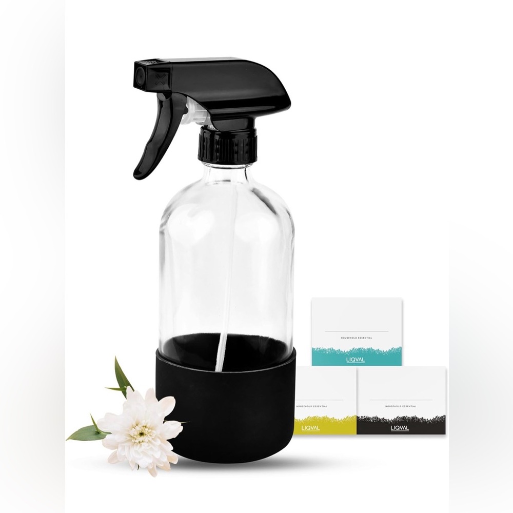 16oz Empty Glass Spray Bottle with Silicone Sleeve Protection